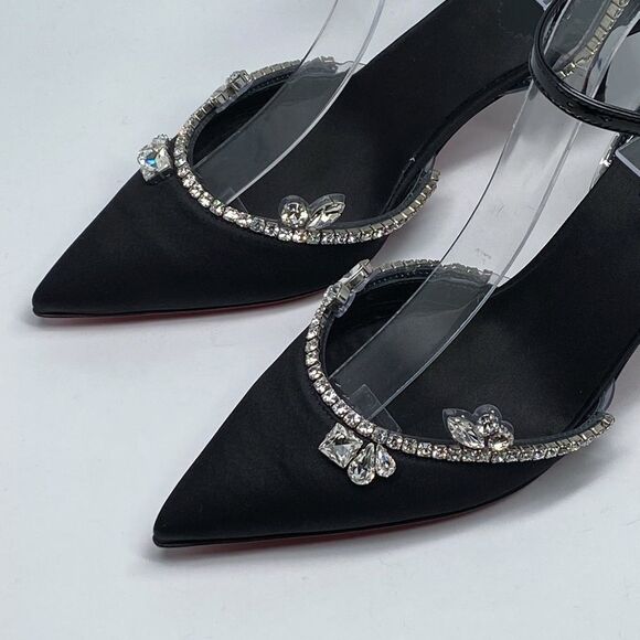 Christian Louboutin Marykate Queen Crystal-Embellished Satin Pumps size 37.5 - Picture 6 of 14
